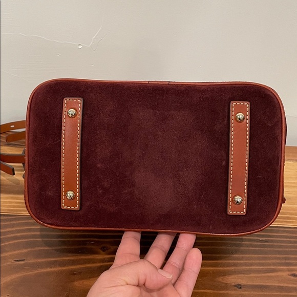 Dooney & Bourke Suede Dome Satchel Crossbody Bag & Charm & Dustbag - Picture 4 of 10